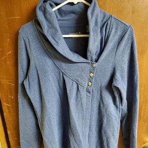Blue Semi Button Sweater - Small